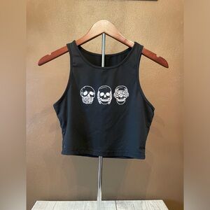 SHEIN Black Triple Skull Crop Top